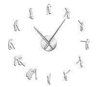 Golfers Large DIY Wall Clock Golf Player Mirror Wall Art Stickers Giant Wall Clock Golf Club Hanging Watch Sports Golfing Decor(Silver,37inch)