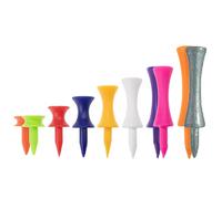 GolfGoGreen Large Mixed Multi Pack of 100 Plastic Graduated Castle Golf Tees (10 of each colour)