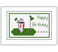 Golfing Design, Happy Birthday - 14 Count Cross Stitch Card Kit