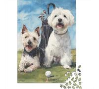 Golfing Dogs Art Print Jigsaw Puzzles Puzzle for Adults Kids. 1000 Pieces Great Gifts Challenge Toy Educational Games Home Decoration for Educational Games Gifts 38x26cm/1000pcs