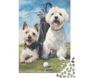 Golfing Dogs Art Print Jigsaw Puzzles Puzzle for Adults Kids. 1000 Pieces Great Gifts Challenge Toy Educational Games Home Decoration for Educational Games Gifts 38x26cm/1000pcs
