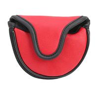 Golfs Putter Protection Covers, Mid Mallet Semicircle Headcover PU Leather Guard Soft Lining Waterproof Accessory Head Cover, Protective Equipment for Two Ball Protect Clubs (Red)