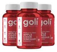 Goli Apple Cider Vinegar Gummies | Digestion, Gut Health & Appetite | Vitamin B12, Gelatin-Free, Gluten-Free, Vegan & Non-GMO | Taste The Apple, Not The Vinegar | Pack of 3, 180 Gummies