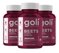 Goli Nutritional Supplement, Beets Cardio Gummy, 180 Count (3 Pack of 60), 100mg CoQ10 & Beet Root Extract - Gluten-Free, Vegan, Non-GMO, and Gelatin-Free. Nature's Great Superfood