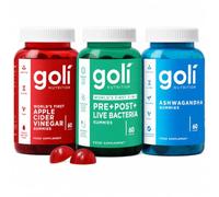 Goli Power Wellness Trio | Apple Cider Vinegar & Vitamin B12, World's First 3-in-1 Pre+Post+Live Bacteria, Ashwagandha & Vitamin D | Gluten-Free, Vegan, Non-GMO | 180 Gummies