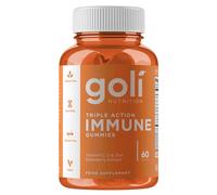 Goli Triple Action Immune Gummies | Vitamin C, D & Zinc, Turmeric & Ginger | Immune Support Supplement | Vegan, Gluten-Free, Non-GMO | Orange Flavour for Adults & Kids | 60 Gummies