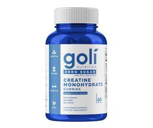 Goli Zero Sugar Creatine Gummies - Keto-Friendly, Rich in Fiber, No Sugar Alcohols, No Artificial Sweeteners, Gluten-Free, Vegan, Non-GMO, and Gelatin-Free, 60 Gummies