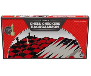 Goliath Games: Classic Chess, Checkers & Backgammon Triple Pack | Traditional Board Games for Kids and Adults | For 2 Players Ages 6+