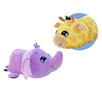 Goliath Games Flip-a-Zoo Mushmillows: Giraffe & Elephant | The Toy that Flips For You! | 2-in-1 Super Squeezable, Squashy Pals | 15-inch Reversible Plush