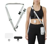 Golifyne 25mm Crossbody Phone Lanyard | Adjustable Phone Strap for Travel & Outdoor | w/ 2 Non-Adhesive Tether Tabs | Compatible with iPhone/Samsung/Huawei Smartphones (no cases included) - Light Gray