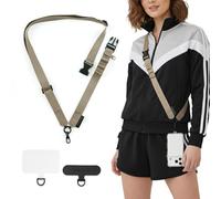 Golifyne 25mm Crossbody Phone Lanyard | Phone Strap for Travel & Outdoor | w/ 2 Non-Adhesive Tether Tabs | Compatible with iPhone/Samsung/Huawei Smartphones (no cases included) - Glamour Gold