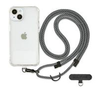 Golifyne Universal Phone Lanyard, Anti-Theft Crossbody Strap for iPhone 16 Pro Max and Most Smartphones, Adjustable Cell Phone Neck Holder w/ 2 Non-Adhesive Tether Tabs, Charcoal Heather/Black