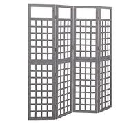 Goliraya 4-Panel Room Divider/Trellis, Room/Patio Divider, Wooden Trellis, Wooden Screen, Garden Trellis Panels, Solid Fir Wood Grey 161x180 cm