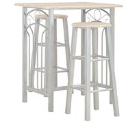 Goliraya Bar Set Bar Table and 2 Stools with Footrest Breakfast Table for Pub Kitchen Wood and Steel