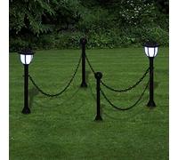 Goliraya Chain Fence with Solar Lights, Pathway Lighting, Outdoor Lighting, for Garden, Two LED Lamps Two Poles
