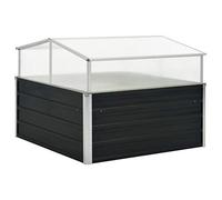 Goliraya Mini Greenhouse Cold Frame Garden Raised Bed Gardening Plant Cover Anthracite 100x100x77 cm Galvanised Steel