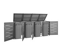 Goliraya Quadruple Wheelie Garbage Bin Shed, Wheelie Bin Hideaways, Bin Store, Trash Bin Shed Outdoor Garbage Cover Bin Storage Unit Lockable Garbage Bin Shed 276.5x77.5x115.5 cm Stainless Steel