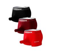 Golirsteca Men's Cotton Open Hole Elephant Separate Pouch Boxer Briefs Underwear Boxer Trunks Underpanties, Black/Claret/Red, XL