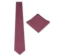 Gollate Mens Solid Linen Tie Set : Slim Necktie with Matching Pocket Square (Chianti), Mauve, One size