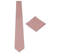 Gollate Mens Solid Linen Tie Set : Slim Necktie with Matching Pocket Square (Dusty Rose), Pink