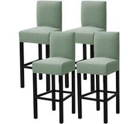 Gollense Bar Stool Covers Set of 4 Stretch Jacquard Barstool Slipcovers Washable Dining Chair Seat Covers with Back Removable Pub Counter Tall Chair Protectors for Kitchen Island Chairs (Light Green)
