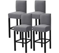 Gollense Bar Stool Covers Set of 4 Stretch Jacquard Barstool Slipcovers Washable Dining Chair Seat Covers with Back Removable Pub Counter Tall Chair Protectors for Kitchen Island Chairs (Dark Grey)