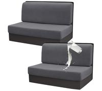 Gollense RV Dinette Cushion Covers, Stretch Camper Dinette Cushion Covers, Sectional Replacement RV Seat Covers for Travel Trailer Couch - Includes 2 Backrest Cover & 2 Bench Cover (Dark Grey)