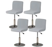 Gollense Stretch Bar Stool Covers with Backs Set of 4 Pub Counter Stool Chair Covers, Washable Square Swivel Barstool Seat Slipcover with Elastic Bottom for Low Short Back Chair (Light Grey)