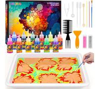 GOLMUD 12 Colour Water Marbling Paint Kit for Kids, Art and Craft Kits for Girls and Boys,Paint Craft Kits Creative Toys Birthday Gift for Kids 6 7 8 9 10 11 12 Year Old