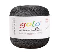 golo Crochet Thread Size 20 Crochet Yarn for Hand Knitting Black Gray 227