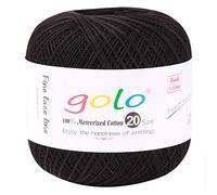 golo Crochet Thread Size 20 for Hand Knitting Crochet Yarn for Hand Knitting (Black) 8-901