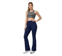Golomak® Ladies Bootcut Trousers, Pack of 1 Womens Bootleg Elasticated Waist Pull On Stretch Work Pants for Office, Nurse Uniform, Yoga & Smart Casual Wear Bottom Navy 16