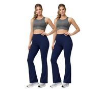 Golomak® Ladies Bootcut Trousers, Pack of 2 Womens Bootleg Elasticated Waist Pull On Stretch Work Pants for Office, Nurse Uniform, Yoga & Smart Casual Wear Bottom Navy 14