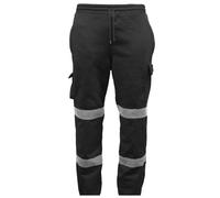 Golomak® Men’s Hi Vis Fleece Work Joggers | Reflective Safety Work Trousers with 360° Tape | Warm Winter Workwear Bottoms with Utility Pockets | S-5XL Black