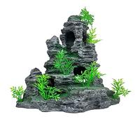 GOLOMOZ Aquarium Decoration Large and Tall Fish Tank Decor Aquarium Rock Mountain View Aquarium Ornament Tree House Cave for Large Tank - 10.2 Inches High