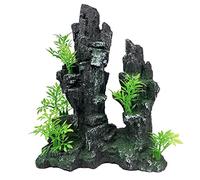 GOLOMOZ Aquarium Decoration Large and Tall Mountain View Stone Ornament Tree Rock Cave Artificial Fish Tank Ornament - 10.2 Inches High