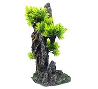 GOLOMOZ Aquarium Mountain View Stone Ornament Tree Rock Cave - Aquarium Decorations Large and Tall Fish Tank Decorations for Large Fish Tank - 13.4 Inches High