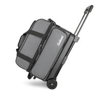 Goloni Double Roller 2 Ball Bowling Bag with Separate Shoe Compartment,2 Ball Bowling Bag with Wheels,Retractable Handle Extends to 40"