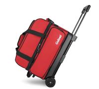 Goloni Double Roller 2 Ball Bowling Bag with Separate Shoe Compartment,2 Ball Bowling Bag with Wheels,Retractable Handle Extends to 40"