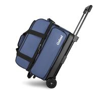 Goloni Double Roller 2 Ball Bowling Bag with Separate Shoe Compartment,2 Ball Bowling Bag with Wheels,Retractable Handle Extends to 40"