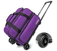 Goloni Double Roller 2 Ball Bowling Bag with Separate Shoe Compartment,2 Ball Bowling Bag with Wheels,Retractable Handle Extends to 40"
