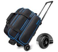 Goloni Double Roller 2 two bowling ball bag with wheels with Separate Shoe Compartment Size 15 and Oversized Accessory Pocket,2/two ball bowling bag,Retractable Handle Extends to 40"