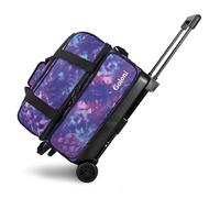 Goloni Double Roller 2 two bowling ball bag with wheels with Separate Shoe Compartment Size 15 and Oversized Accessory Pocket,2/two ball bowling bag,Retractable Handle Extends to 40"