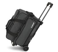 Goloni Double Roller Bowling Bag with 2 Balls with Separate Large Compartment for Bowling Shoes (up to US Men's Size 15) - Retractable Handle Extends up to 40", Dark Grey, One Size, Bowling
