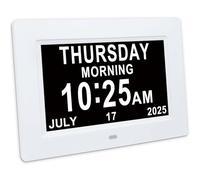 Golony Dementia Clock.Large-Size Display.Digital Calendar Clock with Day and Date.12 Alarms and 5 UI Interfaces.Wired Power Supply Clocks.（7 Inch White）