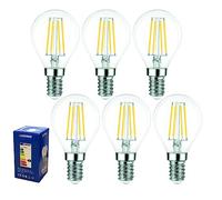 Golopatop G45 E14 LED Filament Light Bulbs, 4W Energy Saving 6500k Cool White Vintage G45 Golf Ball LED Light Bulbs Clear Glass E14 SES Small Edison Screw Bulbs, 40W Equivalent, Non Dimmable, 6Pack