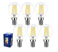 Golopatop G45 E14 LED Filament Light Bulbs, 4W Energy Saving Warm White 2700K Vintage G45 Golf Ball LED Light Bulbs Clear Glass E14 SES Small Edison Screw Bulbs, 40W Equivalent, Non Dimmable, 6Pack