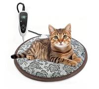 GOLOPET Cat Heating Pad Round 16in,Waterproof Outer Skin and Smart Thermostat Switch, Adjustable Heated Cat Bed, Adding Wire Rope Wires Small Dog Warming Pad Rose
