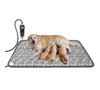 GOLOPET Extra Large Dog Heating Pad 47x30 in Waterproof Heated Dog Bed Smart Thermostat Switch, Whelping Supplies, Adding Wire Rope Wires Puppy Heating Pad Mat Paw Print