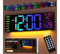 GOLOZA 16" Large Digital Wall Clock for Bedroom, Led Clock with Dual Alarm